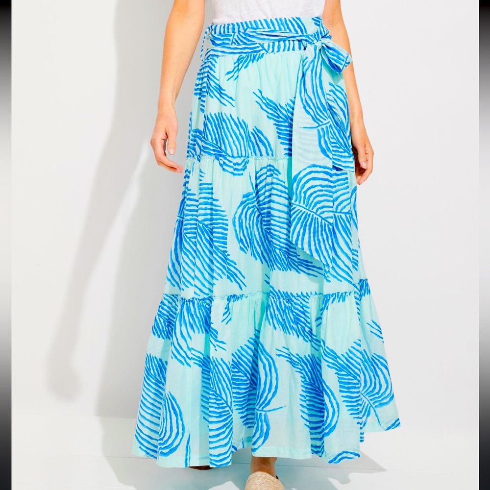 Vineyard Vines Aqua Palm Frond Maxi Skirt, Size 6